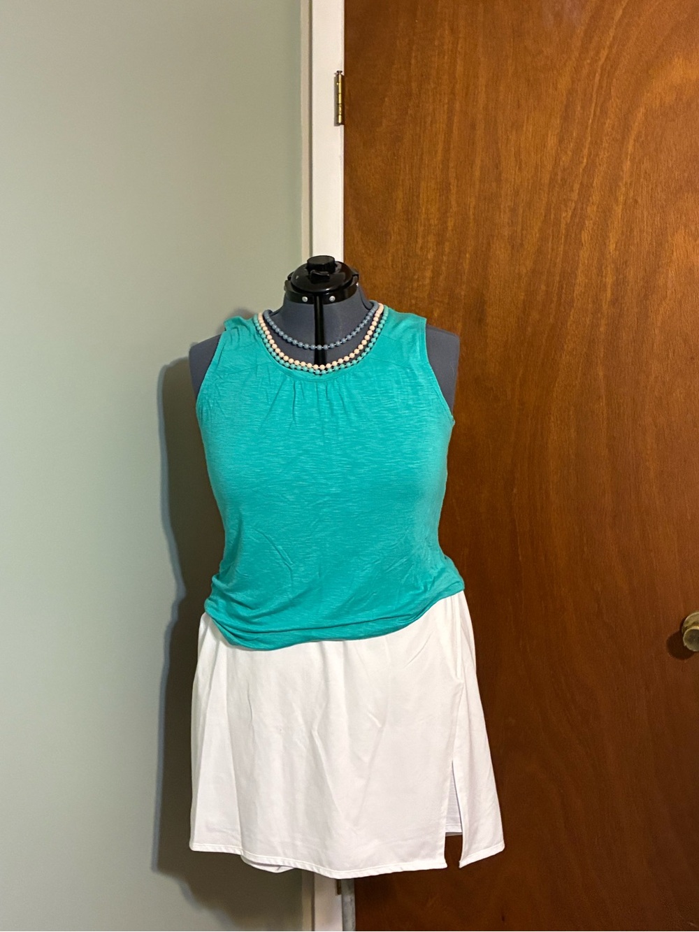 Chico's Teal Sleeveless Tank with Gathered Neckline